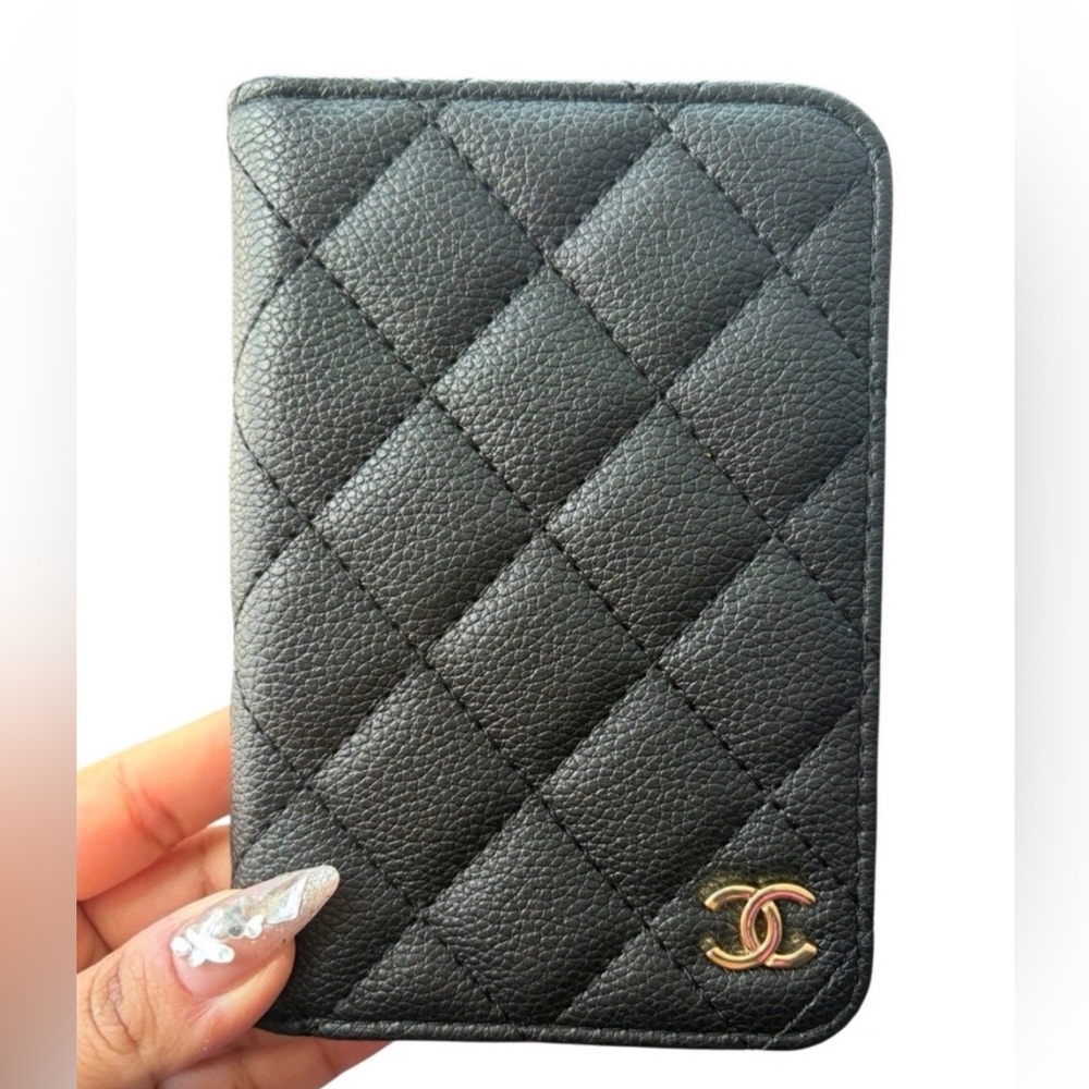 Quilted Black Faux Leather Passport Wallet; NWOT